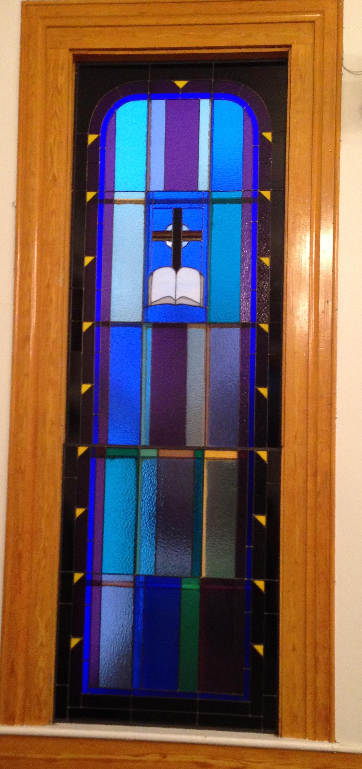 cross bible stained glass