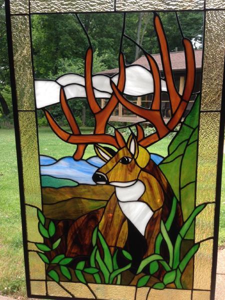 deer stained glass