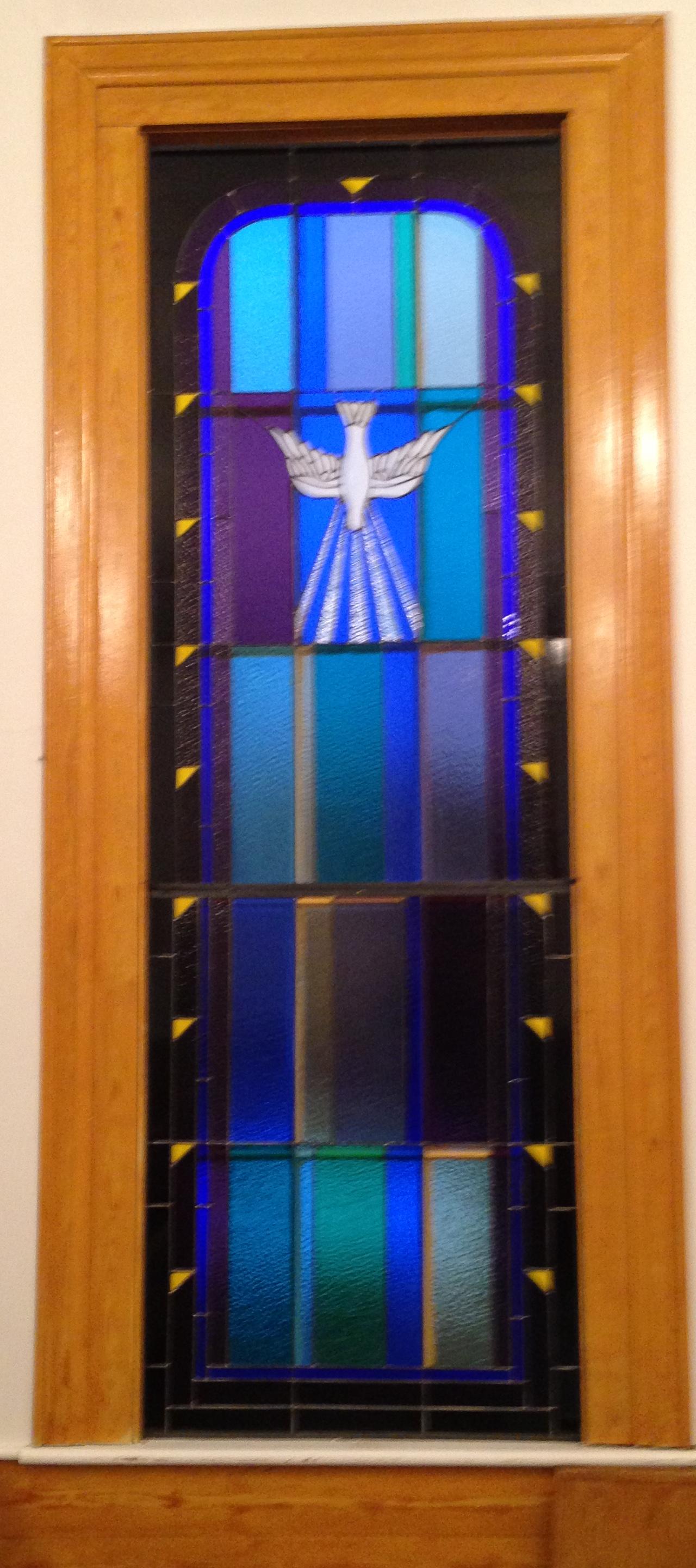 descending dove stained glass