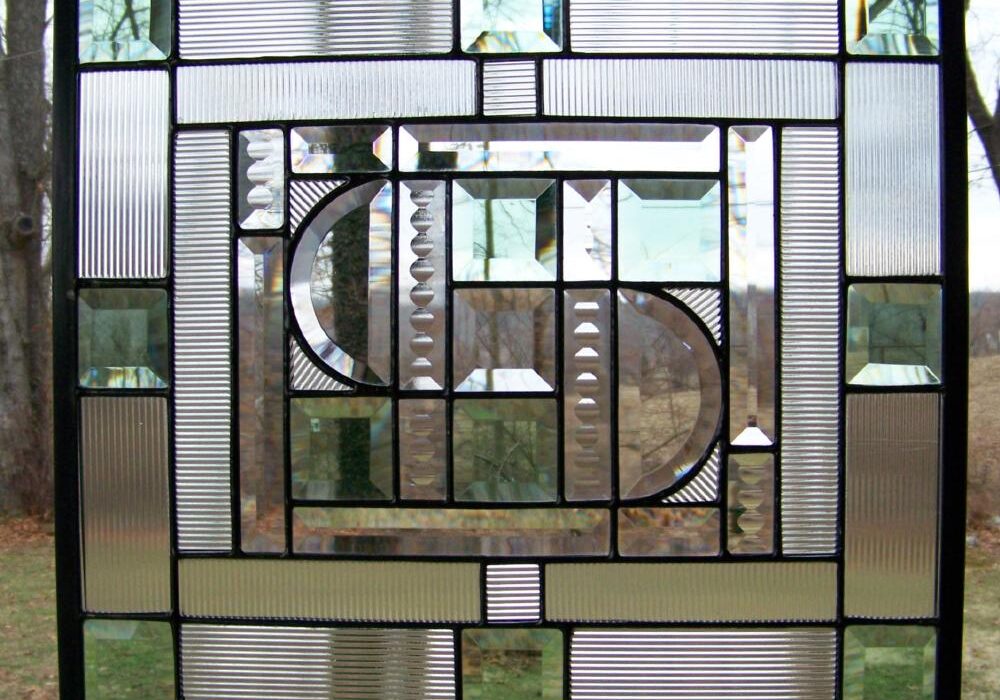 Geometric Jazz stained glass panel